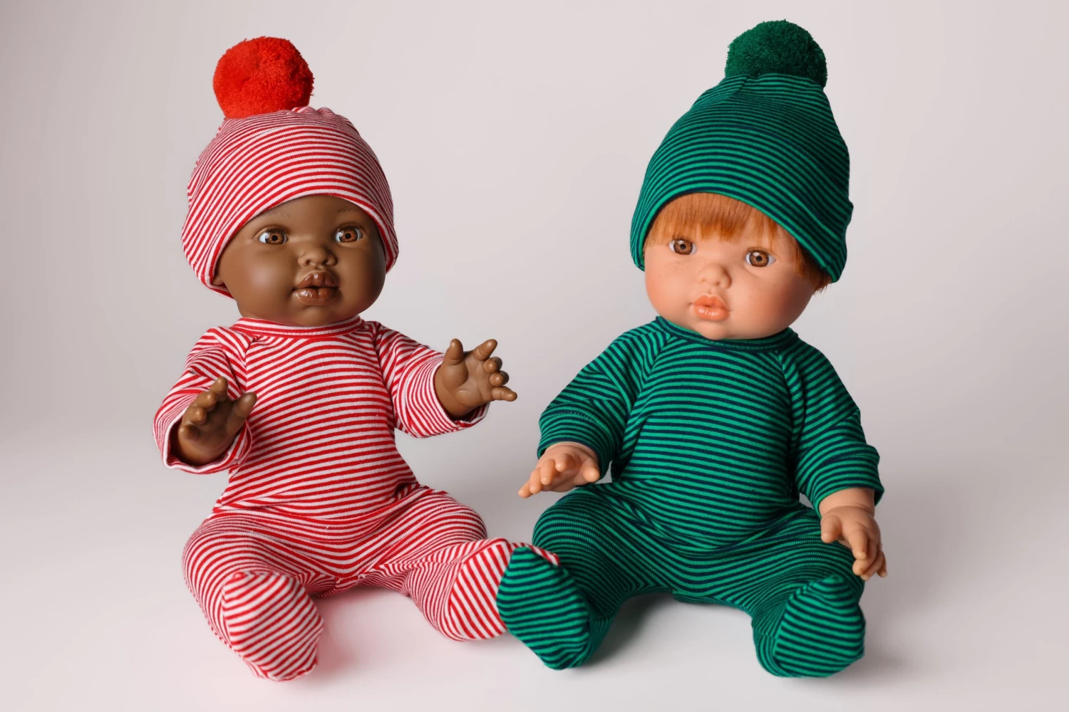 Dollie Footed Jumpsuit & Pom Pom Beanie Bundle | Winterberry Striped 6 Dollie Footed Jumpsuit & Pom Pom Beanie Bundle | Winterberry Striped - Image 4