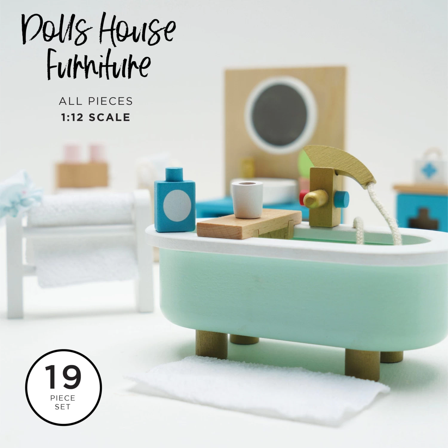 Wooden Dolls House Bathroom Furniture 4 Wooden Dolls House Bathroom Furniture - Image 2