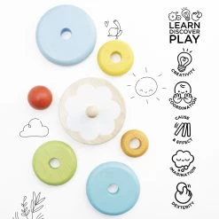 Rainbow Stacking Tower -Kids Toys Store PL011 rainbow stacker overlay learn discover play