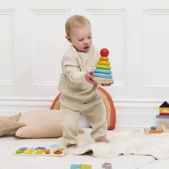 Rainbow Stacking Tower -Kids Toys Store PL011 rainbow tower stacker child holding toy