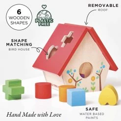 Woodland Bird House Shape Sorter 10 Woodland Bird House Shape Sorter -Kids Toys Store PL085 bird house shape sorter nature themed wooden toy