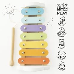 Rainbow Wooden Xylophone -Kids Toys Store PL122 xylophone overlay