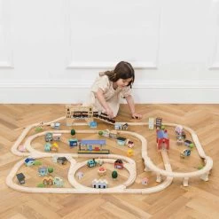 London Train Set -Kids Toys Store TV701 city set girl playing with red train