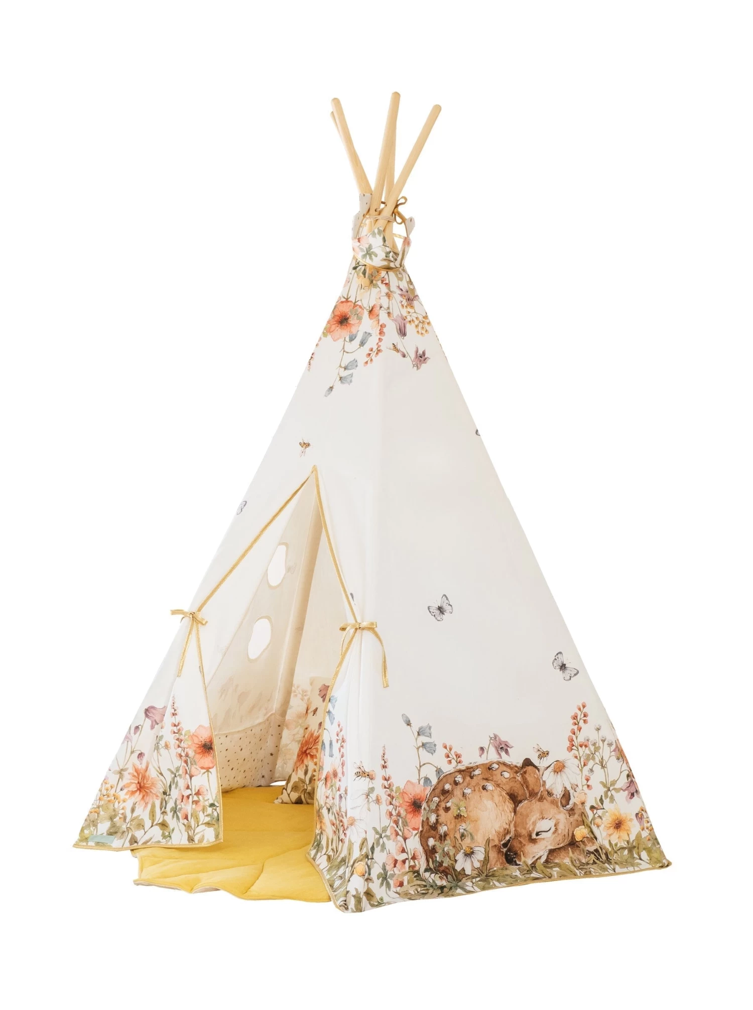 Wildflowers Teepee And Powder Pink Leaf Mat Set 4 Wildflowers Teepee And Powder Pink Leaf Mat Set - Image 2