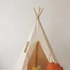 Beige Teepee And Grey Linen Round Mat Set -Kids Toys Store beige teepee and mat set 299601