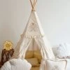 Boho Teepee Tent With Frills And Caramel Mat With Frill Set 1 Boho Teepee Tent With Frills And Caramel Mat With Frill Set -Kids Toys Store bohemian home teepee tent for kids boho style 9