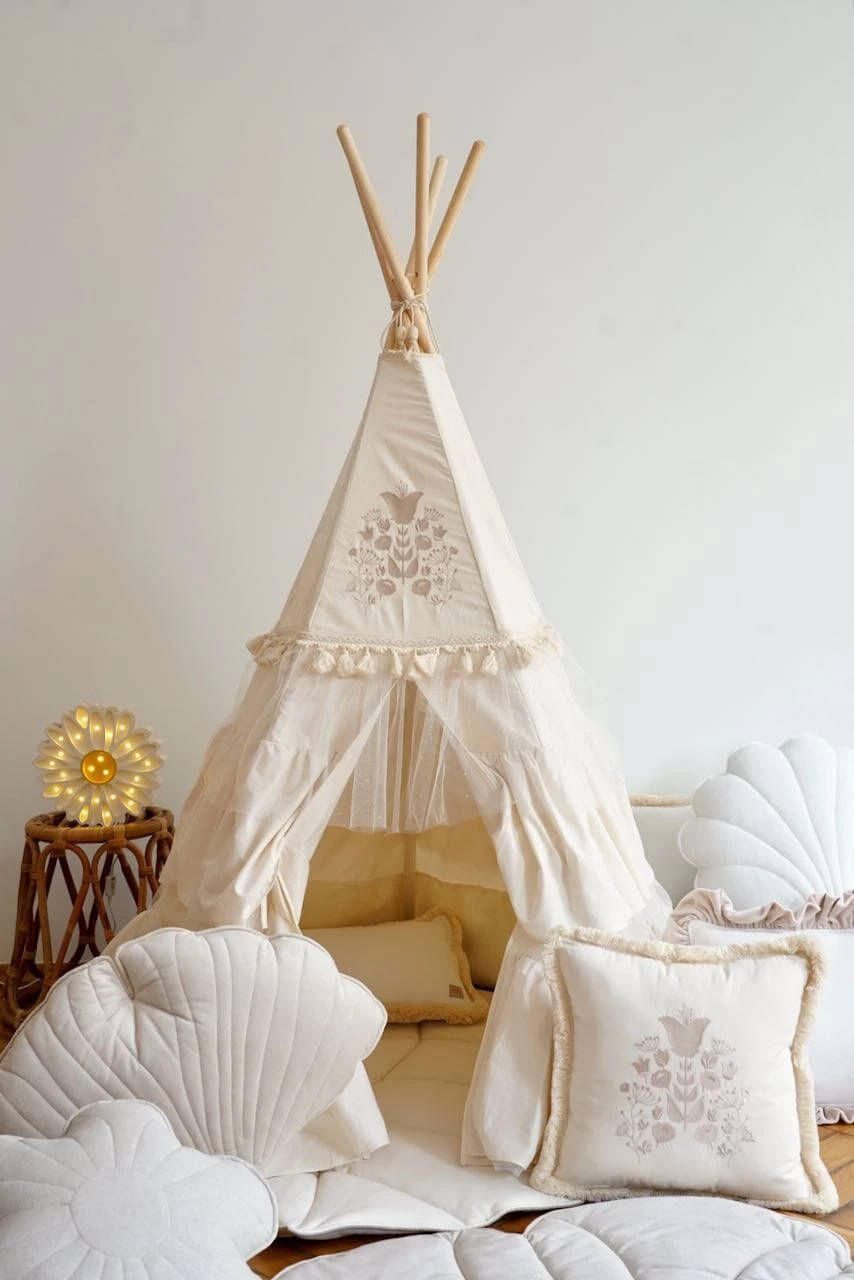 Boho Teepee Tent With Frills And Embroidery 4 Boho Teepee Tent With Frills And Embroidery - Image 2