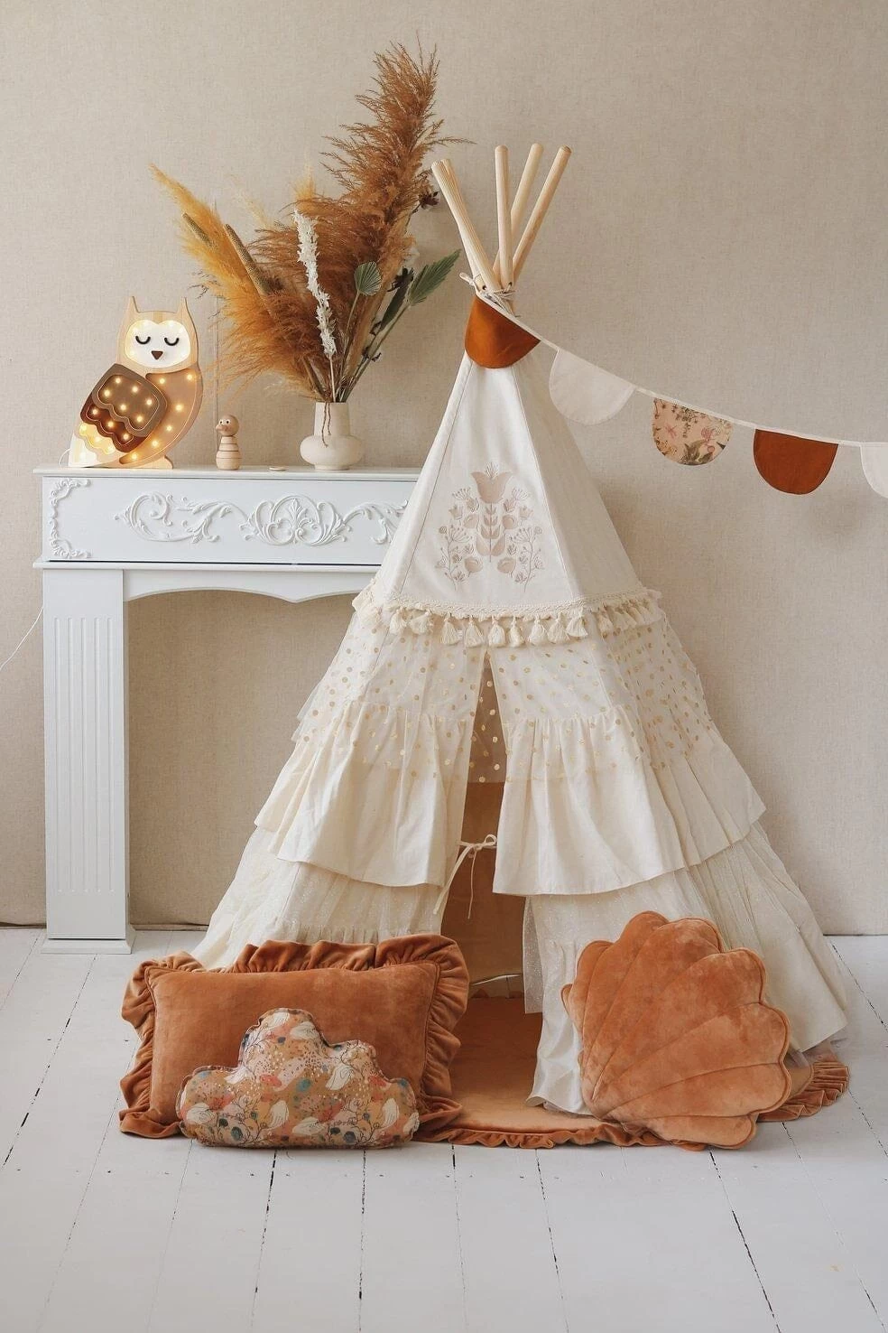 Boho Teepee Tent With Frills And Embroidery 11 Boho Teepee Tent With Frills And Embroidery - Image 9