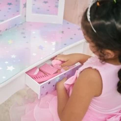 Fantasy Fields Gisele Starry Sky Kids Vanity Table & Stool | White -Kids Toys Store fantasyfieldsgiselestarryskykidsvanitytable stool white 4