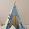 Jeans Teepee With Pompoms And Round Mat Set -Kids Toys Store jeans teepee with pompoms and mat set 262238