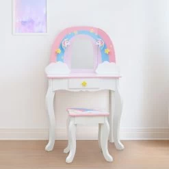 Little Dreamer Kids Vanity Table & Stool | White/Pink