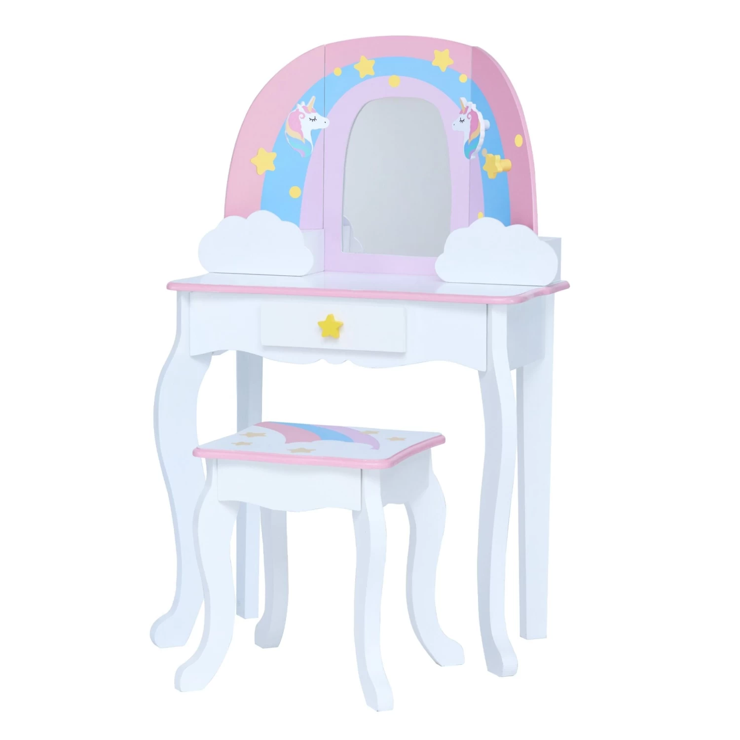 Little Dreamer Kids Vanity Table & Stool | White/Pink 4 Little Dreamer Kids Vanity Table & Stool | White/Pink - Image 2