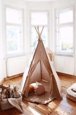 Natural Linen Teepee Tent -Kids Toys Store natural linen teepee tent 620204