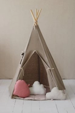 Natural Linen Teepee Tent -Kids Toys Store natural linen teepee tent 840963