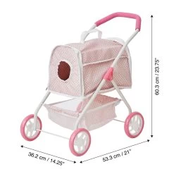 Olivia's Little World Play Pet Stroller + Pet Carrier | Pink/White -Kids Toys Store olivia slittleworldplaypetstroller petcarrier pink white 0