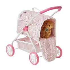 Olivia's Little World Play Pet Stroller + Pet Carrier | Pink/White -Kids Toys Store olivia slittleworldplaypetstroller petcarrier pink white 1
