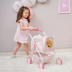 Olivia's Little World Play Pet Stroller + Pet Carrier | Pink/White -Kids Toys Store olivia slittleworldplaypetstroller petcarrier pink white 3