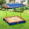 Outdoor Summer Sand Box - Wood / Blue -Kids Toys Store outdoorsummersandbo2 wood blue 1