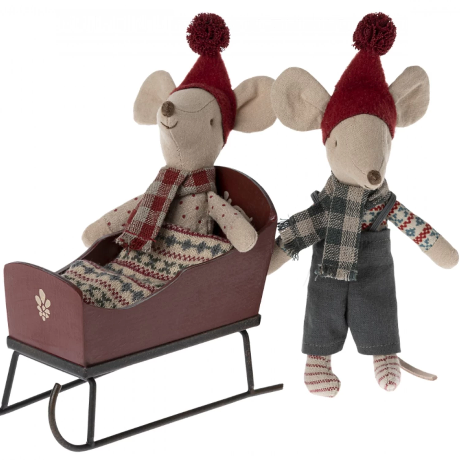 Maileg Sleigh, Mouse - Red 3 Maileg Sleigh, Mouse - Red