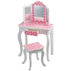 Fantasy Fields - Fashion Polka Dot Prints Gisele Play Vanity Set - Pink / White