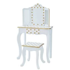Fantasy Fields - Fashion Polka Dot Prints Gisele Play Vanity Set - White / Gold